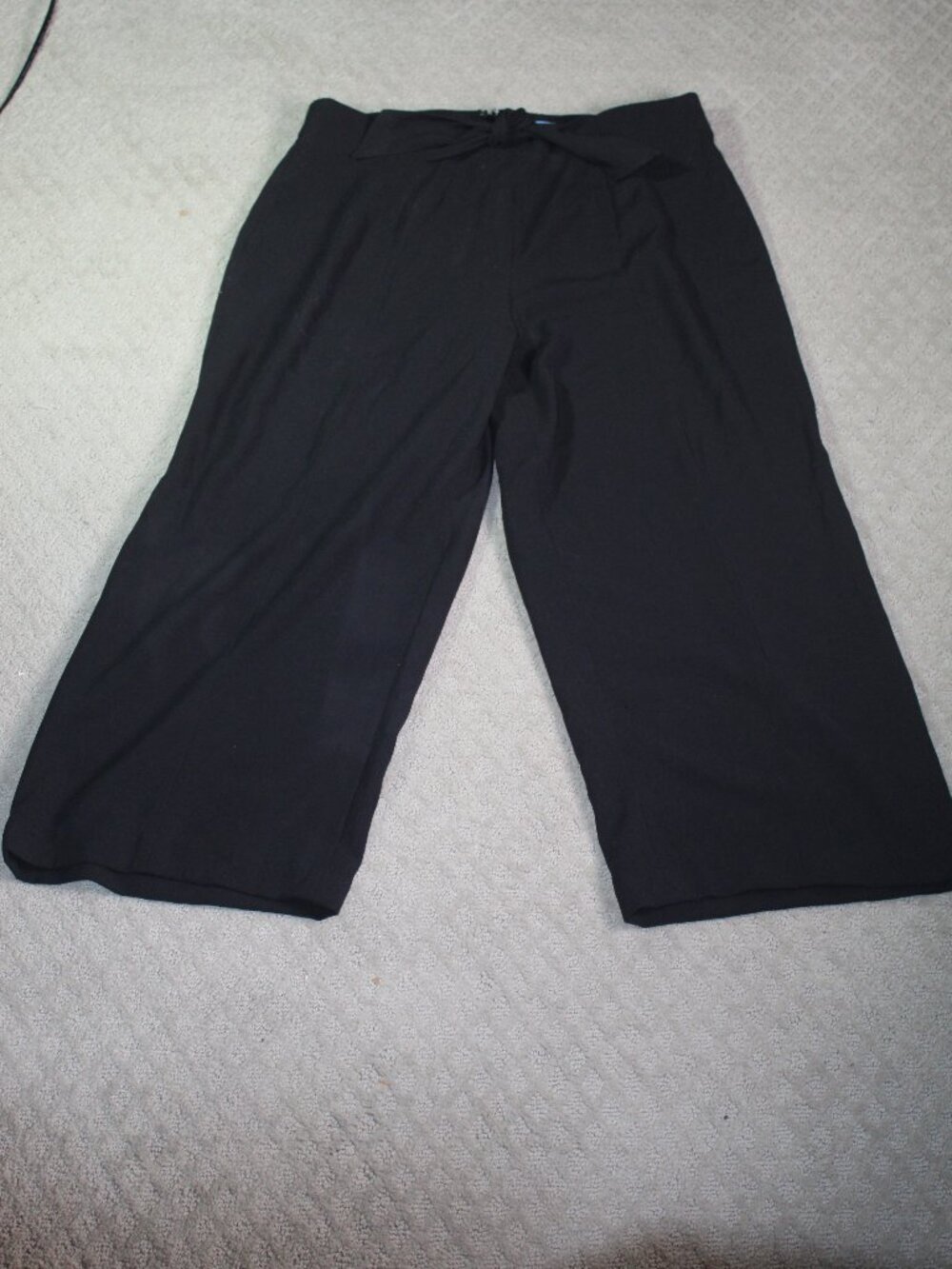 CeCe Size 14 Black Moss Crepe Wide Leg Tie Front Dress Pants